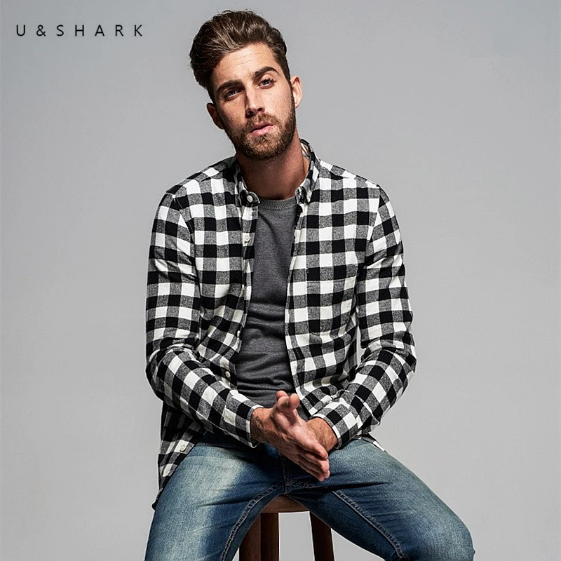 black checkerboard shirt
