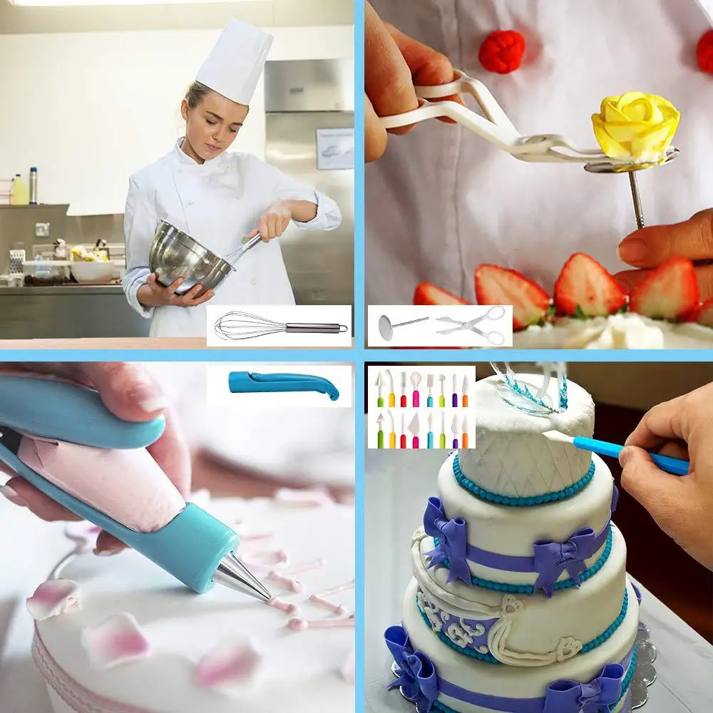 Cumpără Bucătărie. masă & bar  148Pcs DIY Multi-function Cake Decorating  Kit Cake Turntable Set Pastry Tube Fondant Tool Cake Kitchen Dessert Tools