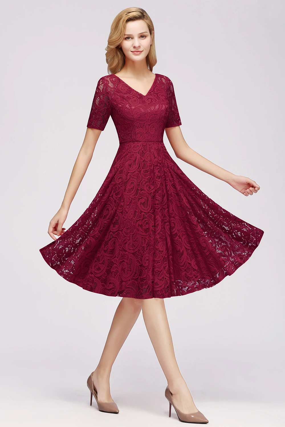 2019 V Neck backless cocktail dress 