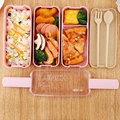 TUUTH Microwave Lunch Box 3 Layer 900ml Storage Box Wheat Straw Fruit Salad Rice Bento Box Food Container for School Office preview-1