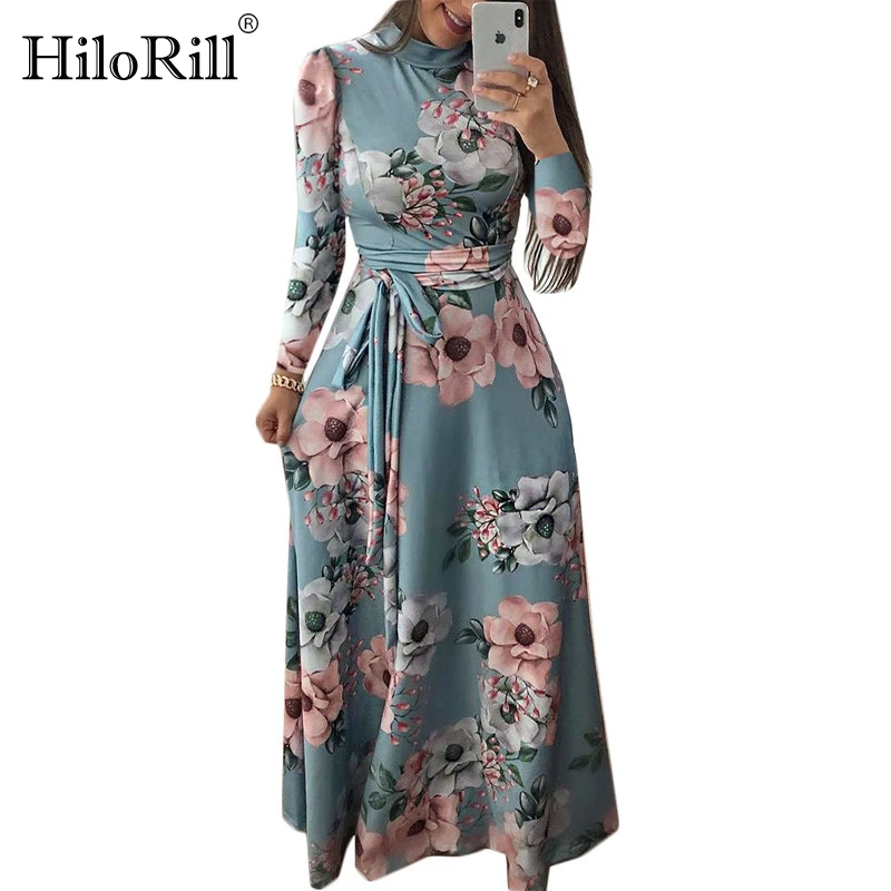 HiloRill Women Long Dress Floral Print 