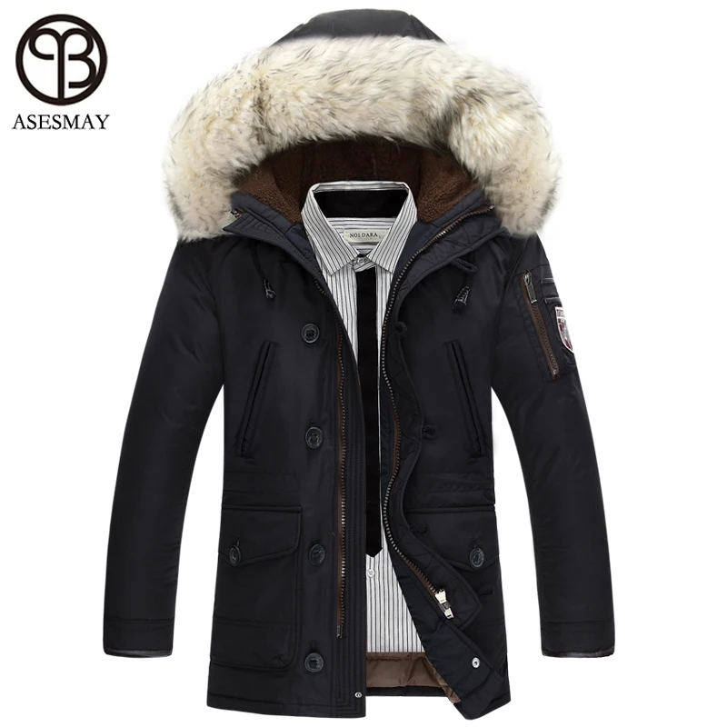 men's down coat with fur hood