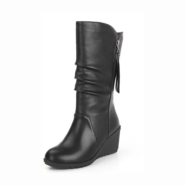 womens mid calf wedge boots