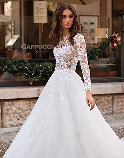 Line Bridal Gown Buttons Back Wedding Gowns