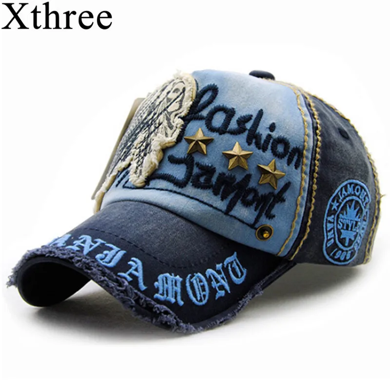 Xthree Brand Cotton Fashion Embroidery Antique Style Baseball Cap Casquette Snapback Hat for Men Women-animated-img