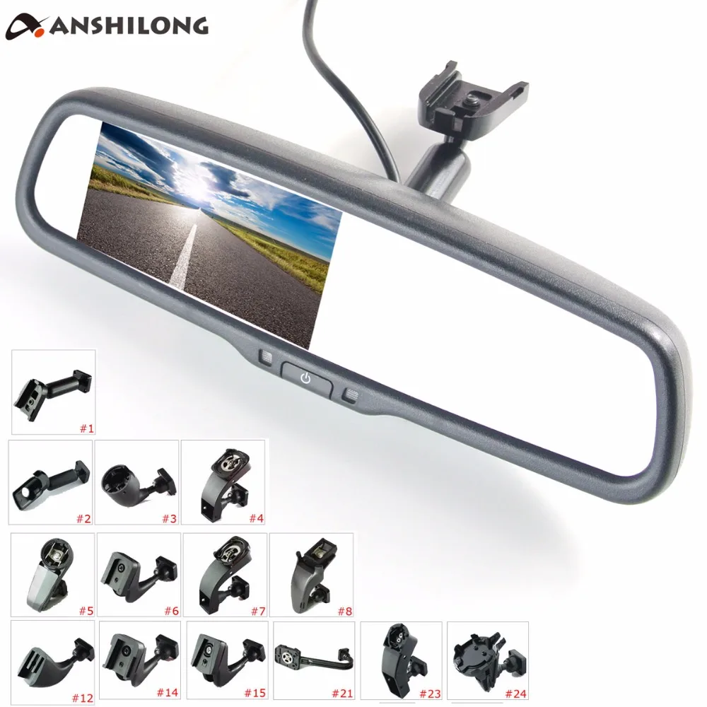 ANSHILONG 4.3" TFT LCD Rear View Mirror Car Monitor Video Input 2Ch with a Special Mounting Bracket-animated-img