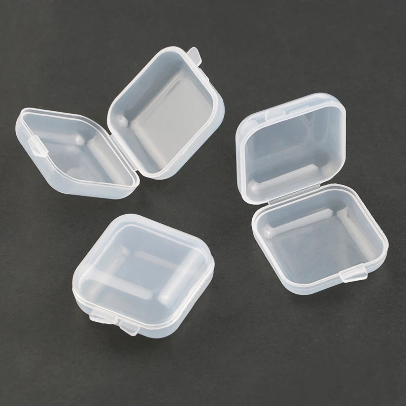 5.5x5.5x2.1cm square Plastic Storage Box Jewelry Container Transparent  Square Box Case Container for Jewelry Beads Earrings