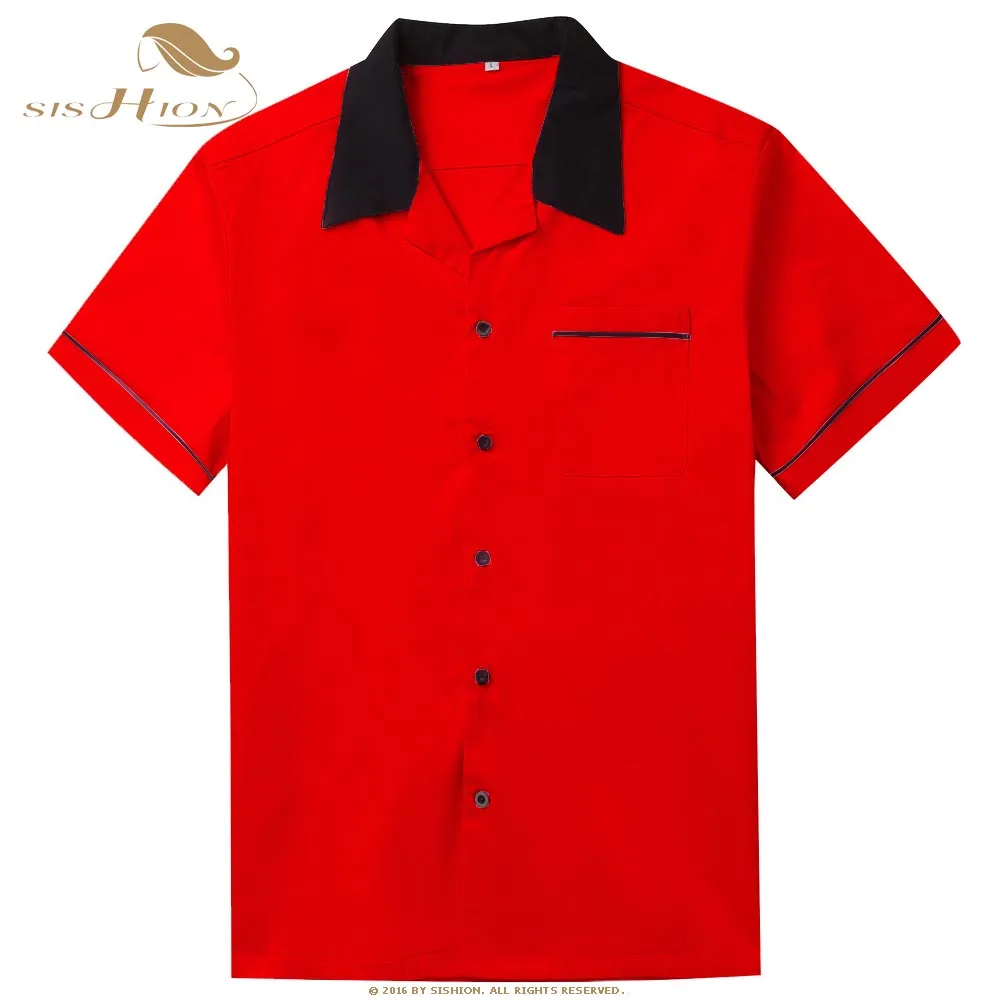 SISHION Bowling Shirt Short Sleeve 
