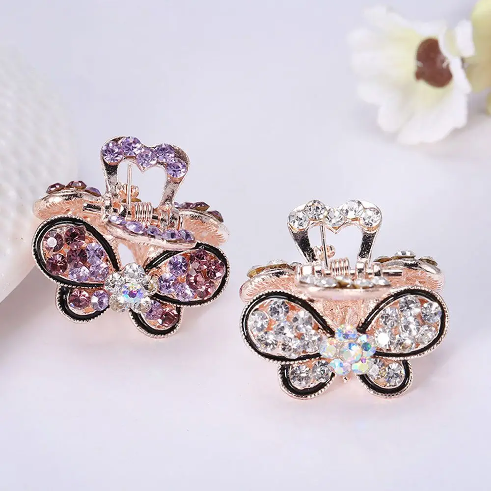 1PC Women Retro Vintage Crystal Rhinestone Mini Butterfly Crown Hairpins Hair Claws Hair Clips Barrettes Hair Accessories-animated-img