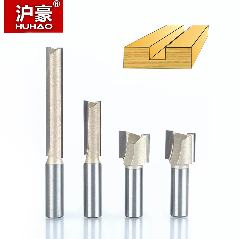 HUHAO 1pcs 1/4" 1/2"Shank 2 flute straight bit Woodworking Tools Router Bit for Wood Tungsten Carbide endmill milling cutter-animated-img