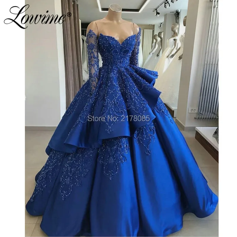 Royal Blue Ball Gown Prom Dresses Long 