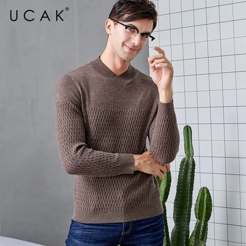 UCAK Brand Merino Wool Sweater Men 