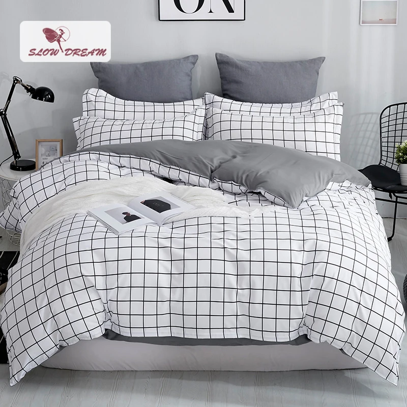 black and white grid bedding single