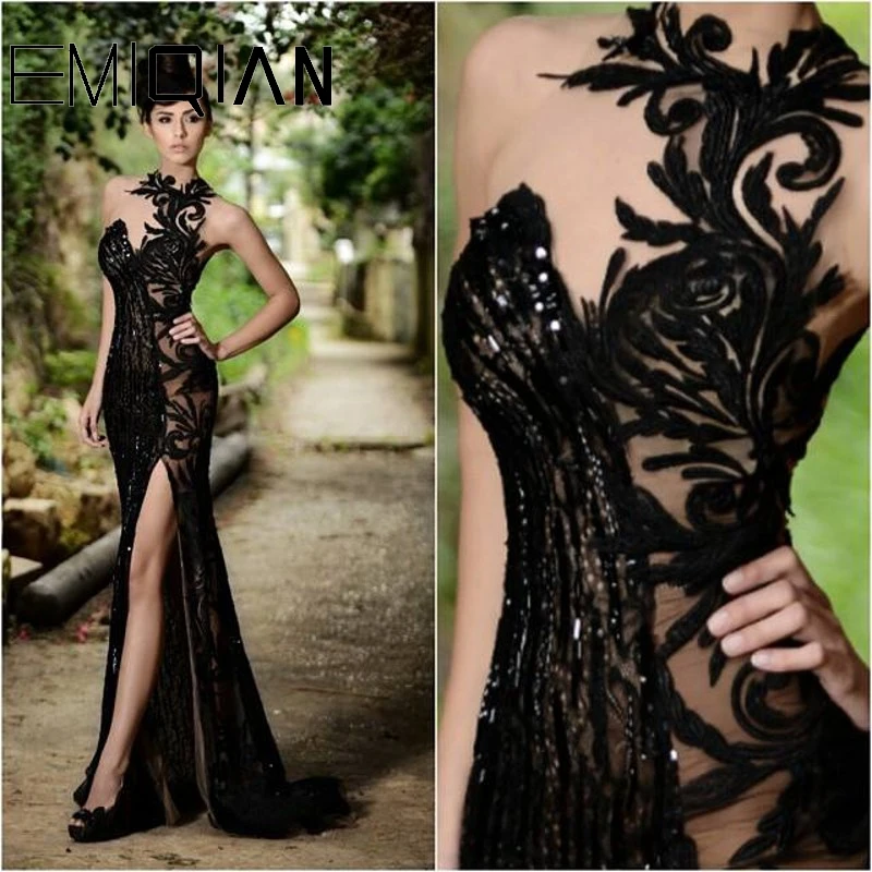 Stunning O-Neck Black Lace Evening 