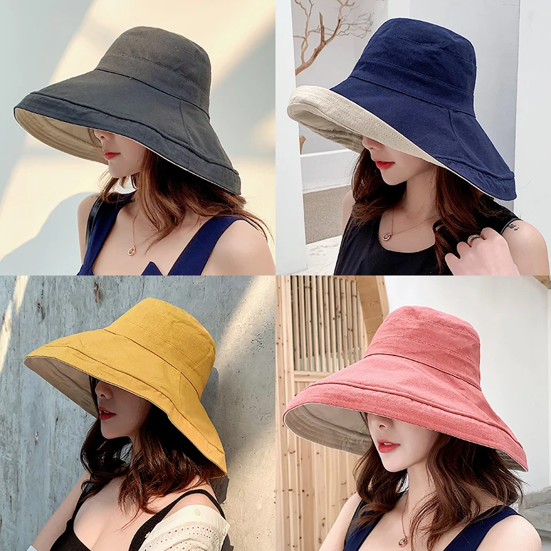 anti-UV wide Brim cotton linen sun hat 