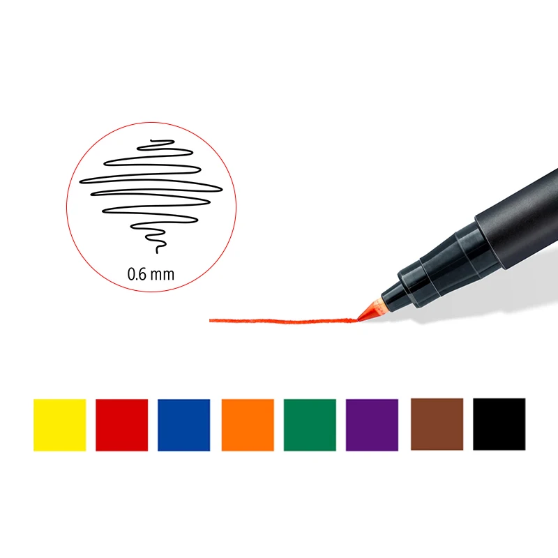 Deli 10pcs/lot Permanent Marker Pen Multicolor Dual Tip 0.5/1.0 mm Nib  Black Blue Red Ink Fine Point Waterproof Art Marker Pens