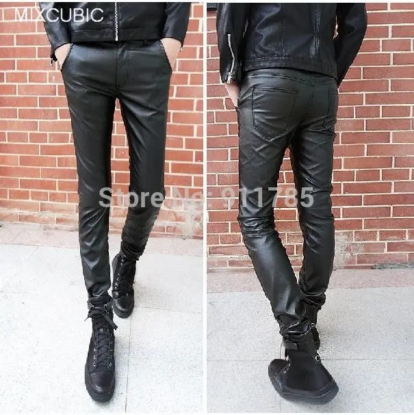 men's skinny leather pants