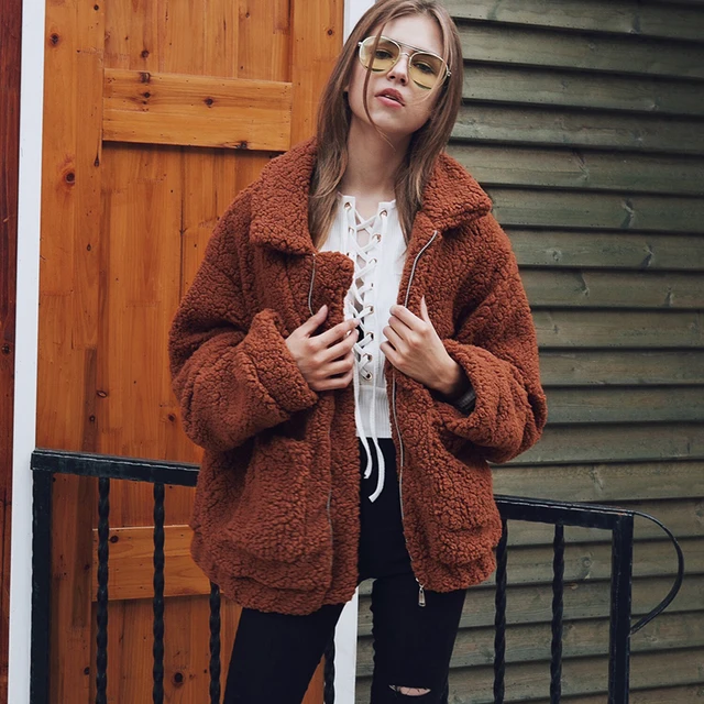 Fashion Winter Faux Fur Coat Teddy Bear 