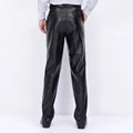 New Autumn Winter Male Fashion PU Pants Men Faux Leather Loose Straight Motorcycle Windproof Trousers Plus Size For Male preview-5