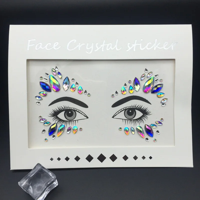 AKYZO Adhesive Face Gems Festival Jewelry Temporary Face Jewels Stickers  Party Body Rhinestone Flash Body Make Up Accessories