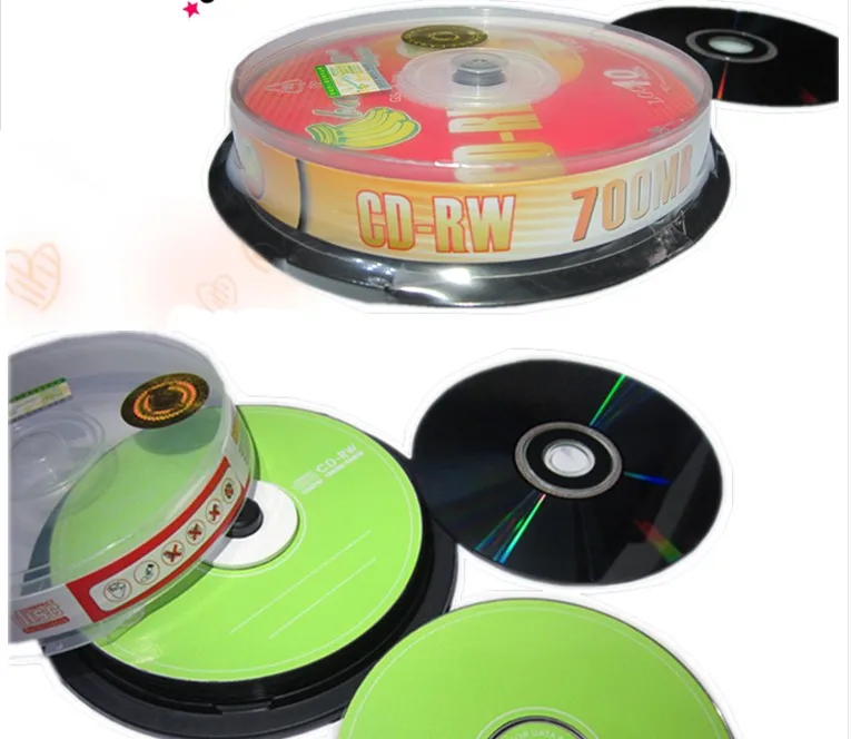 Wholesale 5 Discs Grade A+ Green/Red Blank CD-RW Disc