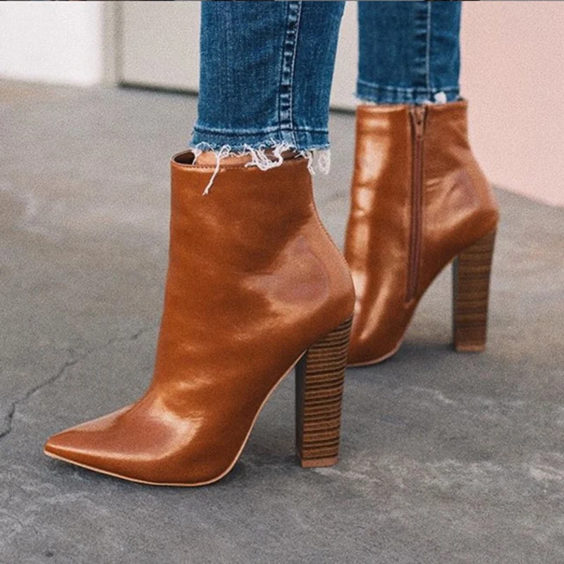 high ankle brown boots