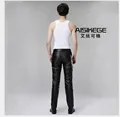 M-4xl 2021 Autumn And Winter New Men's Genuine Leather Pants Slim Black Cowhide Trousers Motorcycle Pants Singer Stage Costumes preview-3