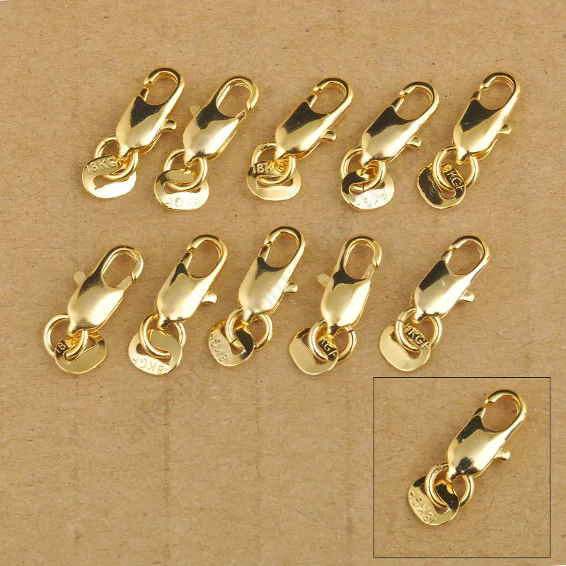 New Wholesale Price Yellow Gold Filled 20 PCS/Lot Lobster Clasp Connecter Lin Jewelry Necklace Bracelet Stamped Tag-animated-img