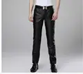 M-4xl 2021 Autumn And Winter New Men's Genuine Leather Pants Slim Black Cowhide Trousers Motorcycle Pants Singer Stage Costumes preview-5