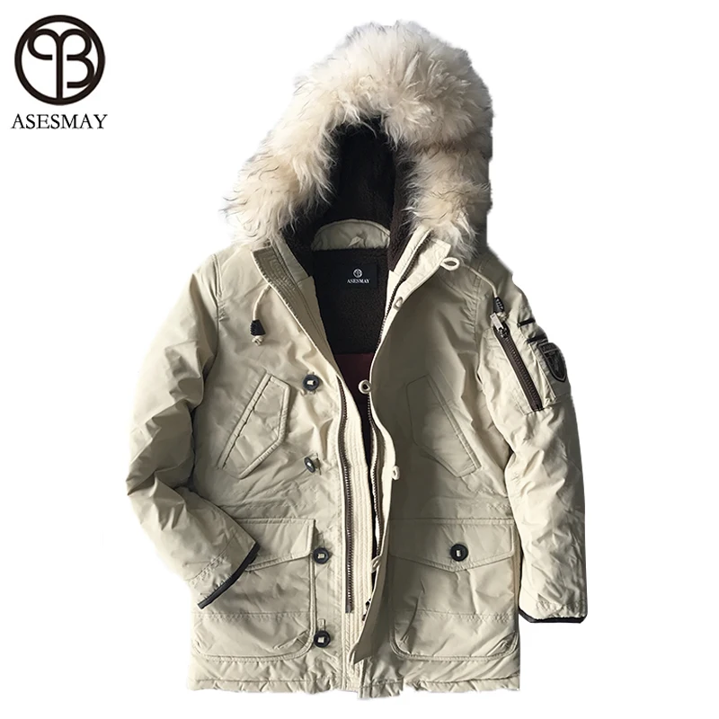 mens down jacket with fur hood