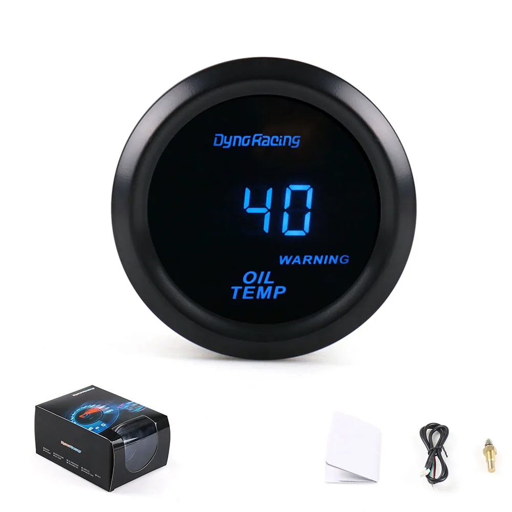 Dynoracing 2inch 52mm Blue LED Digital Car Oil Temp gauge 40-150 Celsius Oil Temperature Meter With Sensor-animated-img