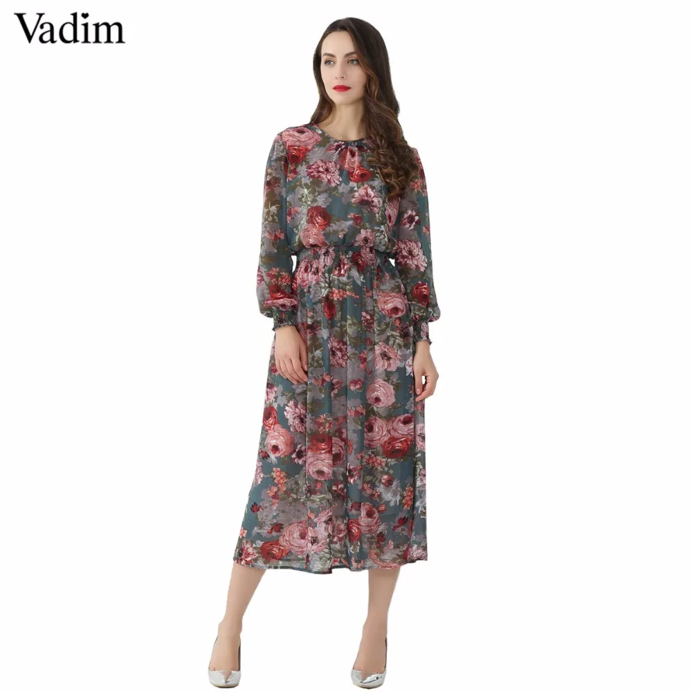 Vadim women floral chiffon dress two 