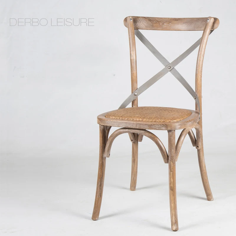 solid wood cross back side chair