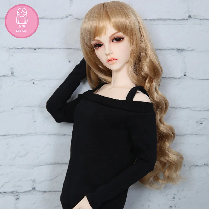 BJD Wig 1/4 Long Curly Bang High Temperature Hair Silver Brown For 1/4 BJD Minifee Luts Doll Accessories-animated-img