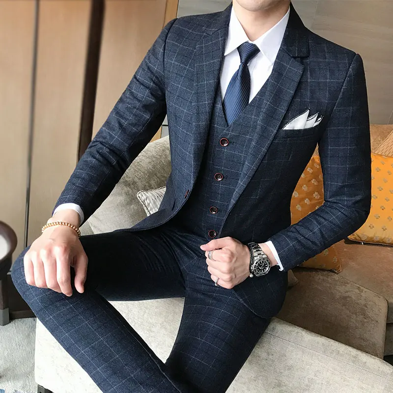 navy blue modern mens wedding suits