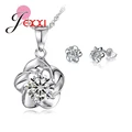 New Hot Fashion Beautiful Flowers Necklaces Earring Crystals 925 Sterling Silver Fantastic Women Wedding Jewelry Set preview-3