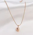 Smooth Steel Ball Pendant Necklace Titanium Steel Rose Gold Color Woman Fine Jewelry Birthday Gift Free Shipping Never Fade preview-2