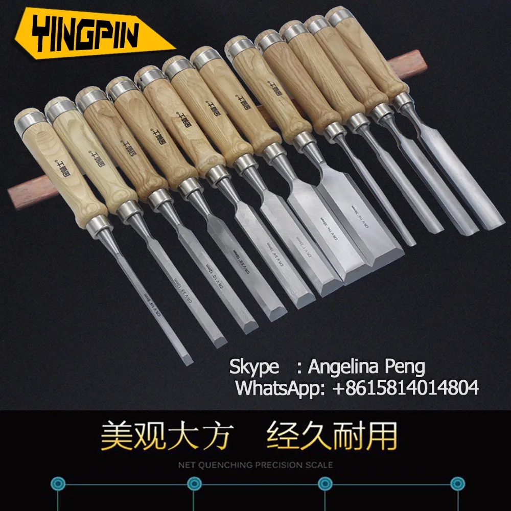 4Pcs Wood Chisels Set Sharp Chrome-Vanadium Steel Wood Carving