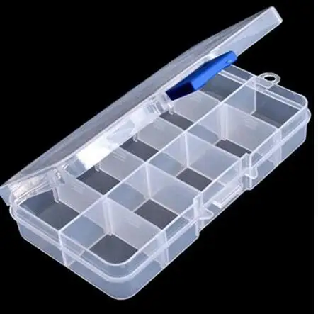 Portable Transparent Storage Box 10/15/24 Grids Plastic Clear