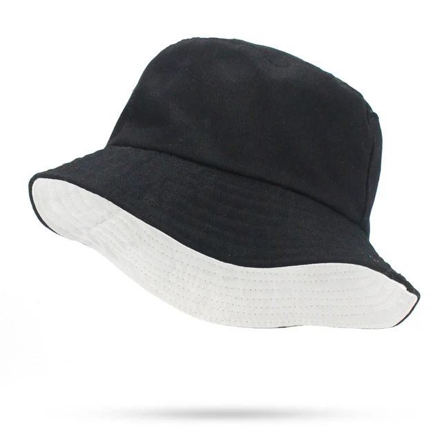 Solid Colors Black White Bucket Hats 