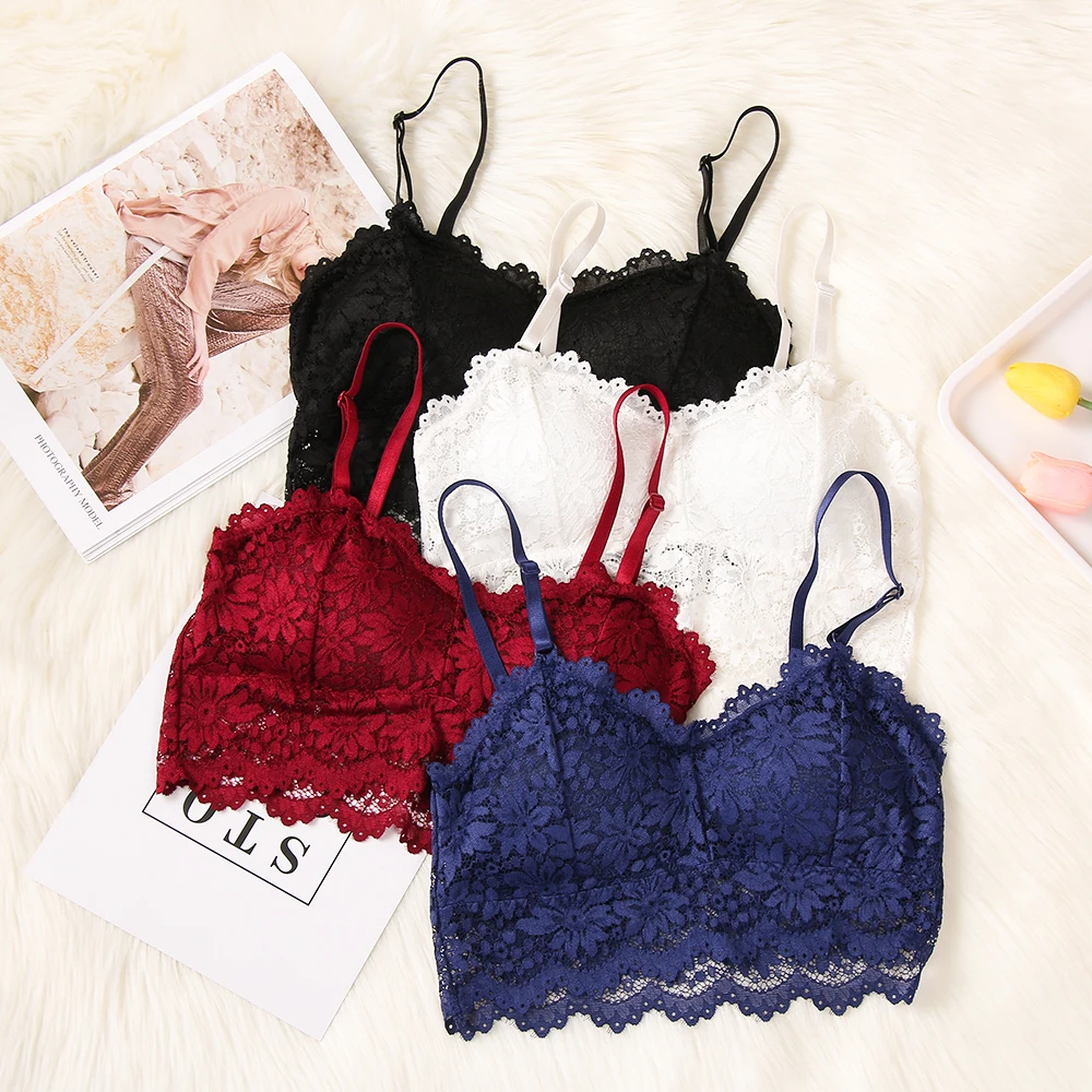 Women Lace Sexy Bra Female Push Up Wireless Bralette Top Plus Size Underwear Sexy Lingerie Full Cup Bra Top-animated-img
