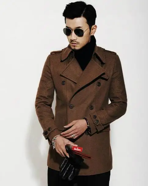 men's brown wool winter coat