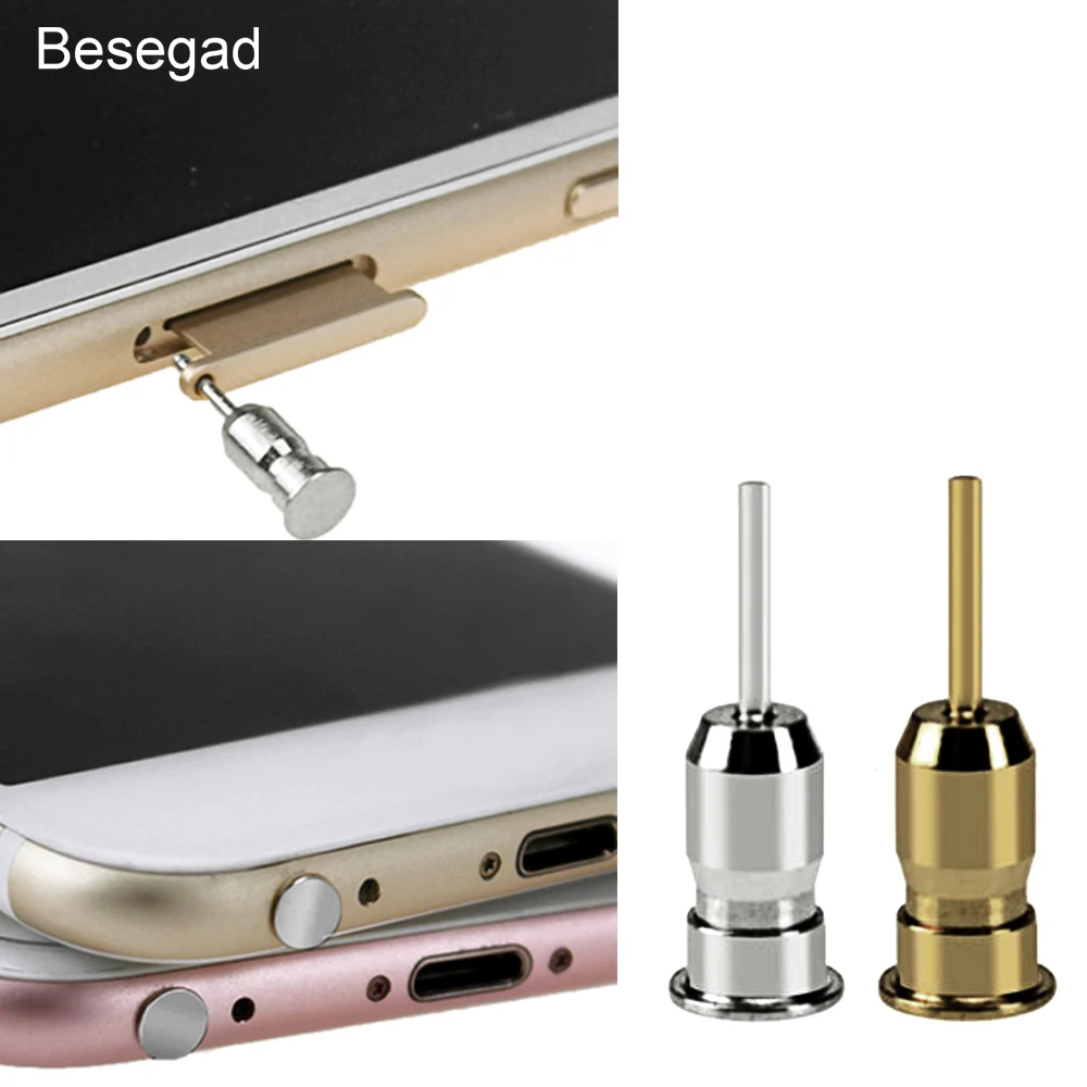 Besegad SIM Card Eject Pin& 3.5mm Earphone Jack Phone Dust Plugs for iPhone 5 6 7 8 X Plus Samsung Galaxy S8 Edge Phone Gadgets-animated-img