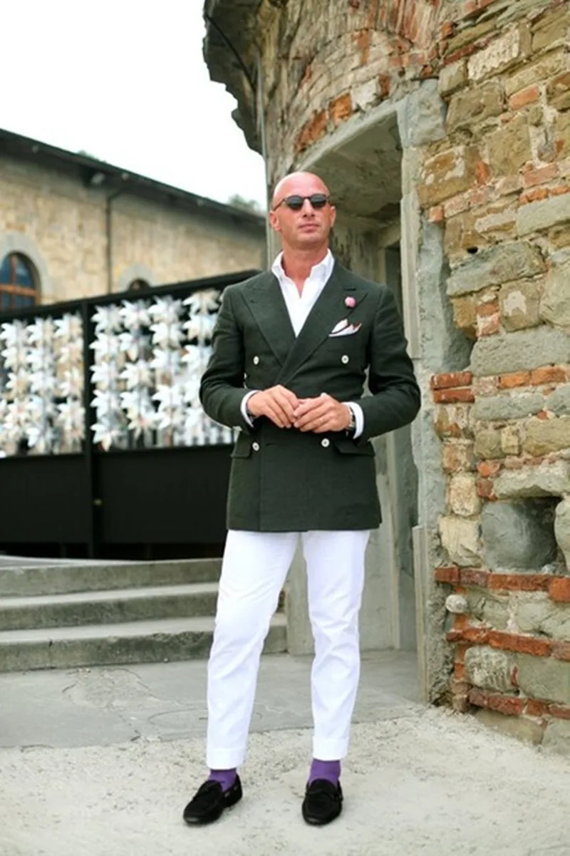 Green Double Breasted Men's Suits 