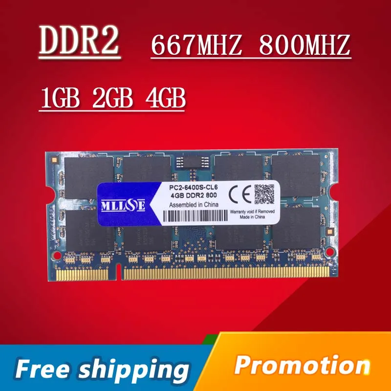 MLLSE 1gb 2gb 4gb DDR2 667 800 667mhz 800mhz PC2-5300 PC2-6400 1g 2g sodimm so-dimm sdram Memory Ram Memoria For Laptop Notebook-animated-img