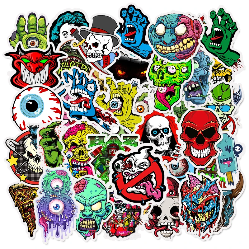 50pcs Terror Series Sticker Graffiti Skeleton Dark Funny Stickers for ...