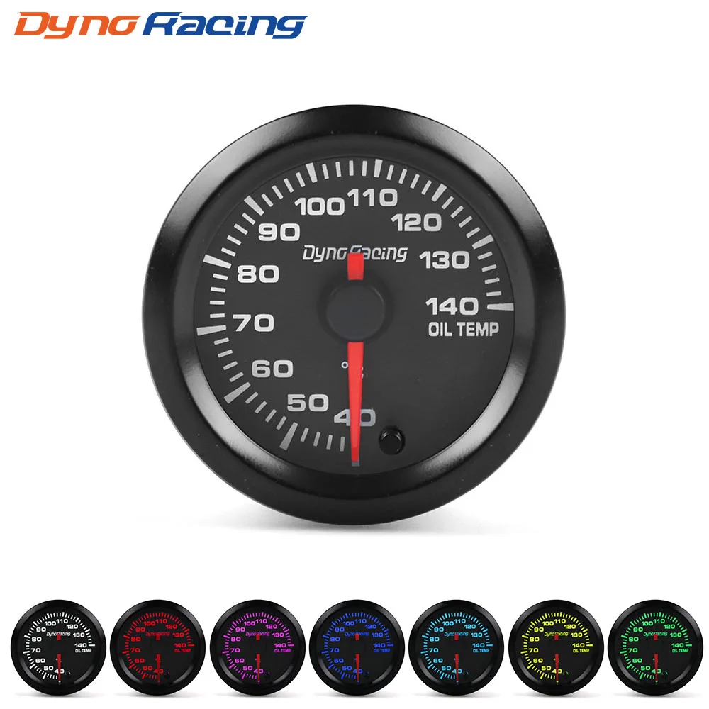 Dynoracing 2" 52mm 7 Colors LED Car Oil Temp Gauge 40-140 Celsius Oil Temperature Meter High Speed Motor With Sensor BX101490-animated-img