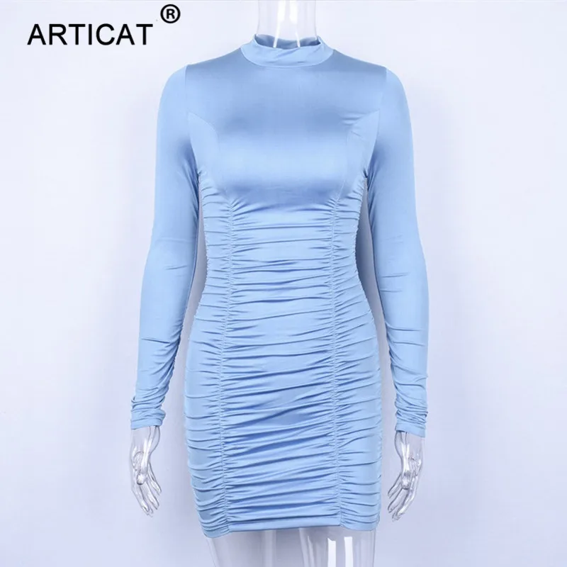 blue turtle neck dress