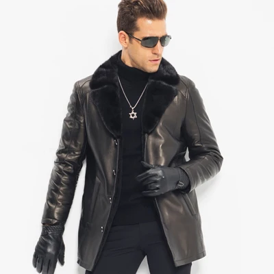 Men's Fur Coat Shearling Leather Jacket 