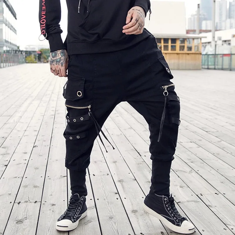 Pay attention to with time Quagga Cumpără Pantaloni | Plus size Men's Ninja Ribbon Pants Hip-Hop Street Drop  Crotch Zipper Sportwear Pants Male Slacks Trousers Men Baggy Harem Pants
